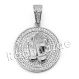 Lab diamond Micro Pave Medallion Praying Hands w/ Miami Cuban Chain BR115