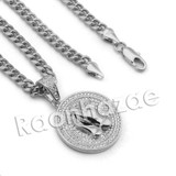 Lab diamond Micro Pave Medallion Praying Hands w/ Miami Cuban Chain BR115