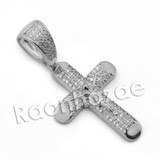 Lab diamond Micro Pave Rounded Jesus Cross Pendant w/ Miami Cuban Chain BR113
