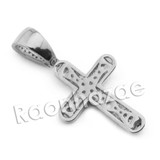 Lab diamond Micro Pave Rounded Jesus Cross Pendant w/ Miami Cuban Chain BR113