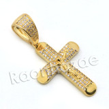 Lab diamond Micro Pave Rounded Jesus Cross Pendant w/ Miami Cuban Chain BR113