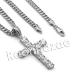 Lab diamond Micro Pave Enlighten Jesus Cross Pendant w/ Miami Cuban Chain BR104