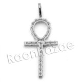 Lab diamond Micro Pave Egyptian Ankh Cross II Pendant w/ Miami Cuban Chain BR103