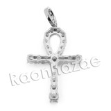 Lab diamond Micro Pave Biggie Ankh Cross Pendant w/ Miami Cuban Chain BR101