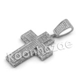 Lab diamond Micro Pave Uzi Jesus Cross w/ Miami Cuban Chain BR097