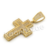 Lab diamond Micro Pave Uzi Jesus Cross w/ Miami Cuban Chain BR097