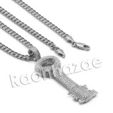 Lab diamond Micro Pave KeyPendant w/ Miami Cuban Chain BR093