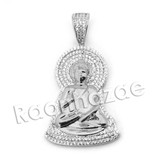 Lab diamond Micro Pave Buddha Pendant w/ Miami Cuban Chain BR093