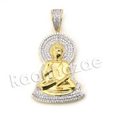Lab diamond Micro Pave Buddha Pendant w/ Miami Cuban Chain BR092