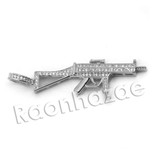 Lab diamond Micro Pave AK47 Machine Gun Pendant w/ Miami Cuban Chain BR090