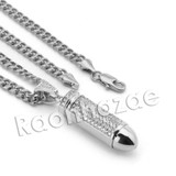 Lab diamond Micro Pave Bullet Pendant w/ Miami Cuban Chain BR087