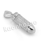 Lab diamond Micro Pave Bullet Pendant w/ Miami Cuban Chain BR087