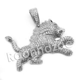 Lab diamond Micro Pave Ferocious Lion King Pendant w/ Miami Cuban Chain BR084