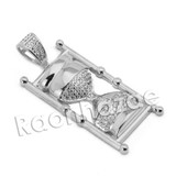 Lab diamond Micro Pave Dope Hourglass Pendant w/ Miami Cuban Chain BR083