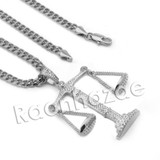 Lab diamond Micro Pave Gangsta Justice Pendant w/ Miami Cuban Chain BR082