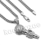 Lab diamond Micro Pave Fiend of a Microphone Pendant w/ Miami Cuban Chain BR077