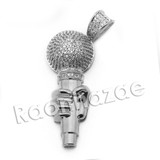Lab diamond Micro Pave Fiend of a Microphone Pendant w/ Miami Cuban Chain BR077