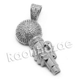 Lab diamond Micro Pave Fiend of a Microphone Pendant w/ Miami Cuban Chain BR077