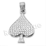 Lab diamond Micro Pave Fortune Spade Pendant w/ Miami Cuban Chain BR077