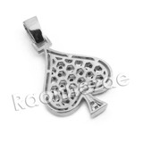 Lab diamond Micro Pave Fortune Spade Pendant w/ Miami Cuban Chain BR077