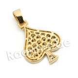 Lab diamond Micro Pave Fortune Spade Pendant w/ Miami Cuban Chain BR077
