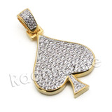 Lab diamond Micro Pave Fortune Spade Pendant w/ Miami Cuban Chain BR077