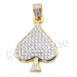 Lab diamond Micro Pave Fortune Spade Pendant w/ Miami Cuban Chain BR077