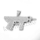 Lab diamond Micro Pave Gangsta Machine Gun Pendant w/ Rope Chain BR072