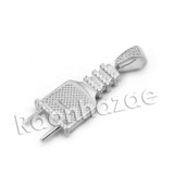 Lab diamond Micro Pave Slim Electric Plug Pendant w/ Miami Cuban Chain BR070