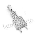 Lab diamond Micro Pave Slim Electric Plug Pendant w/ Miami Cuban Chain BR070