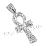 Lab diamond Micro Pave Ankh Cross w/ Miami Cuban Chain BR069