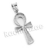 Lab diamond Micro Pave Ankh Cross w/ Miami Cuban Chain BR069