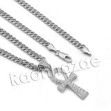 Lab diamond Micro Pave Ankh Cross w/ Miami Cuban Chain BR069