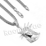 Lab diamond Micro Pave Libertas Pendant w/ Miami Cuban Chain BR065