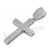 Lab diamond Micro Pave Jesus Cross Pendant w/ Miami Cuban Chain BR064