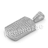 Lab diamond Micro Pave Grid Dog Tag Pendant w/ Miami Cuban Chain BR052
