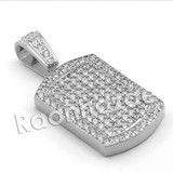 Lab diamond Micro Pave Grid Dog Tag Pendant w/ Miami Cuban Chain BR052