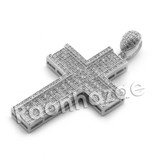 Lab diamond Micro Pave Jesus Cross Grid Pendant X w/ Miami Cuban Chain BR040