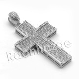 Lab diamond Micro Pave Jesus Cross Grid Pendant X w/ Miami Cuban Chain BR040
