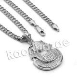 Lab diamond Micro Pave Egyptian Pharaoh Pendant w/ Miami Cuban Chain BR035