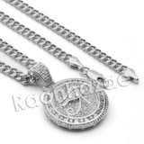Lab diamond Micro Pave Rounded Eye of Horus Pendant w/ Miami Cuban Chain BR036