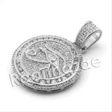 Lab diamond Micro Pave Rounded Eye of Horus Pendant w/ Miami Cuban Chain BR036