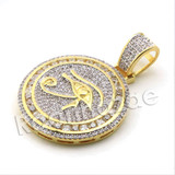 Lab diamond Micro Pave Rounded Eye of Horus Pendant w/ Miami Cuban Chain BR036