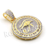 Lab diamond Micro Pave Rounded Eye of Horus Pendant w/ Miami Cuban Chain BR036