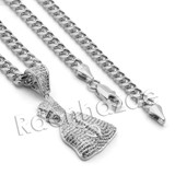 Lab diamond Micro Pave Money Bag Pendant w/ Miami Cuban Chain BR034