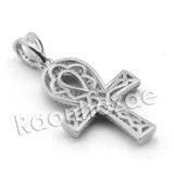 Lab diamond Micro Pave Ankh Cross Pendant w/ Miami Cuban Chain BR033