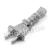 Lab diamond Micro Pave Electric Plug Pendant w/ Miami Cuban Chain BR031