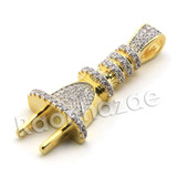 Lab diamond Micro Pave Electric Plug Pendant w/ Miami Cuban Chain BR031