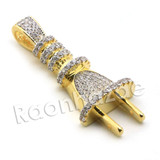 Lab diamond Micro Pave Electric Plug Pendant w/ Miami Cuban Chain BR031