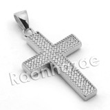 Lab diamond Micro Pave Textured Jesus Cross Pendant w/ Miami Cuban Chain BR026